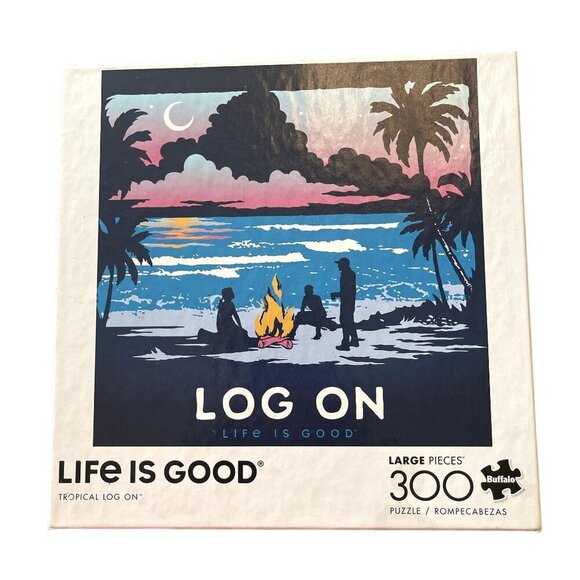 Life Is Good "Tropical Log On" 300 LARGE piece Jigsaw Puzzle Buffalo Puzzles - Picture 1 of 5